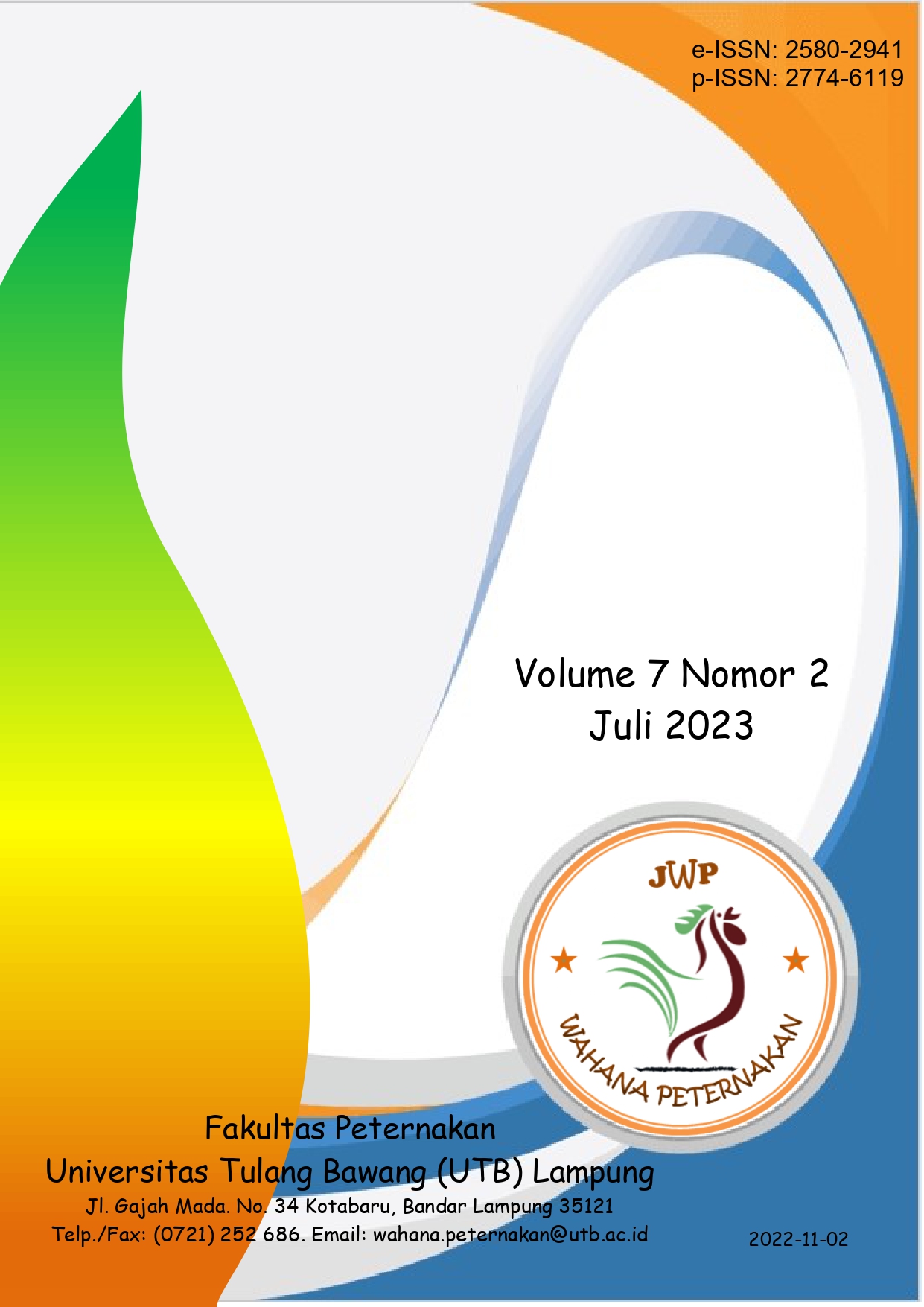 					View Vol. 7 No. 2 (2023): Wahana Peternakan
				