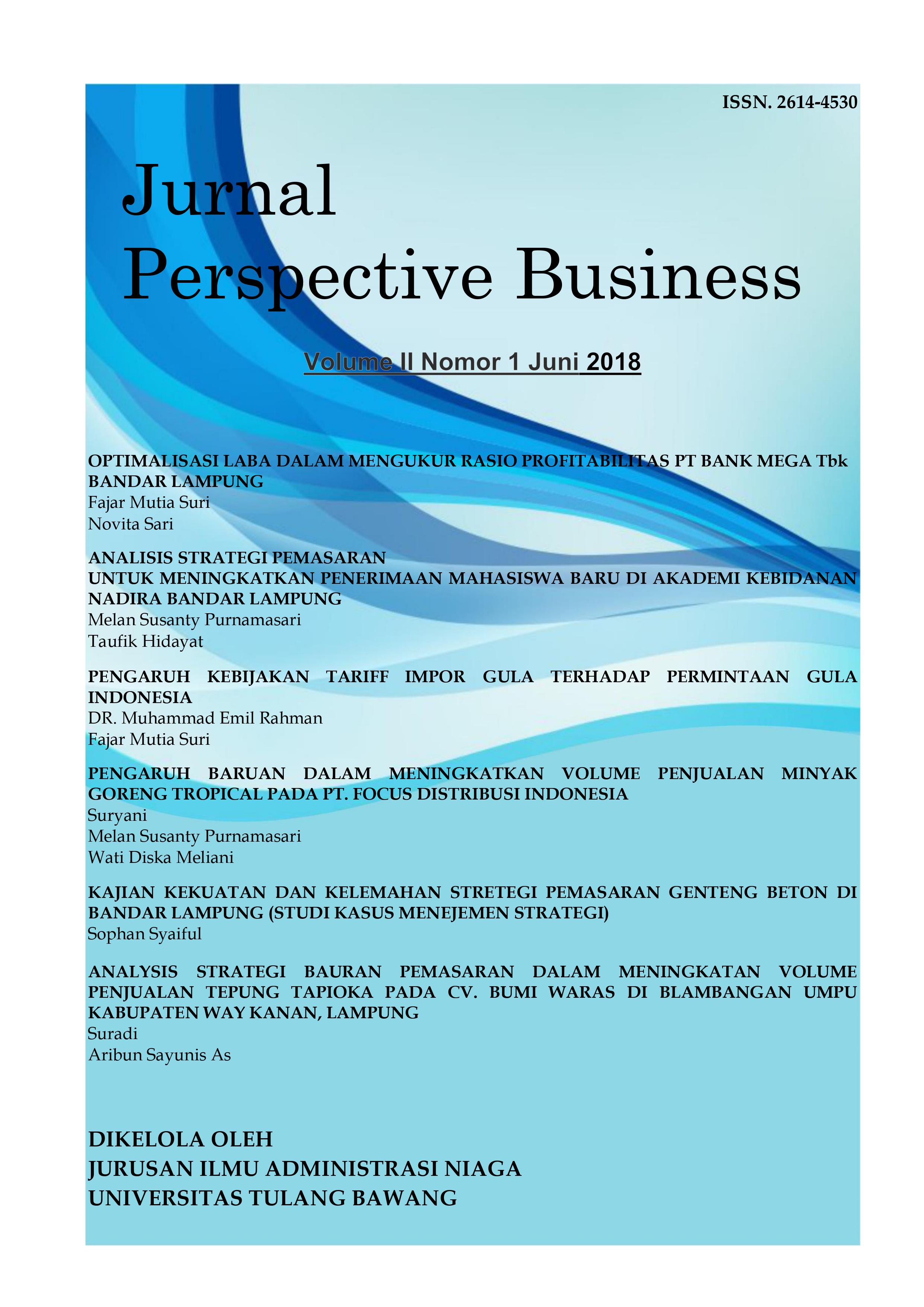 					View Vol. 2 No. 1 (2018): Jurnal Perspective Business
				