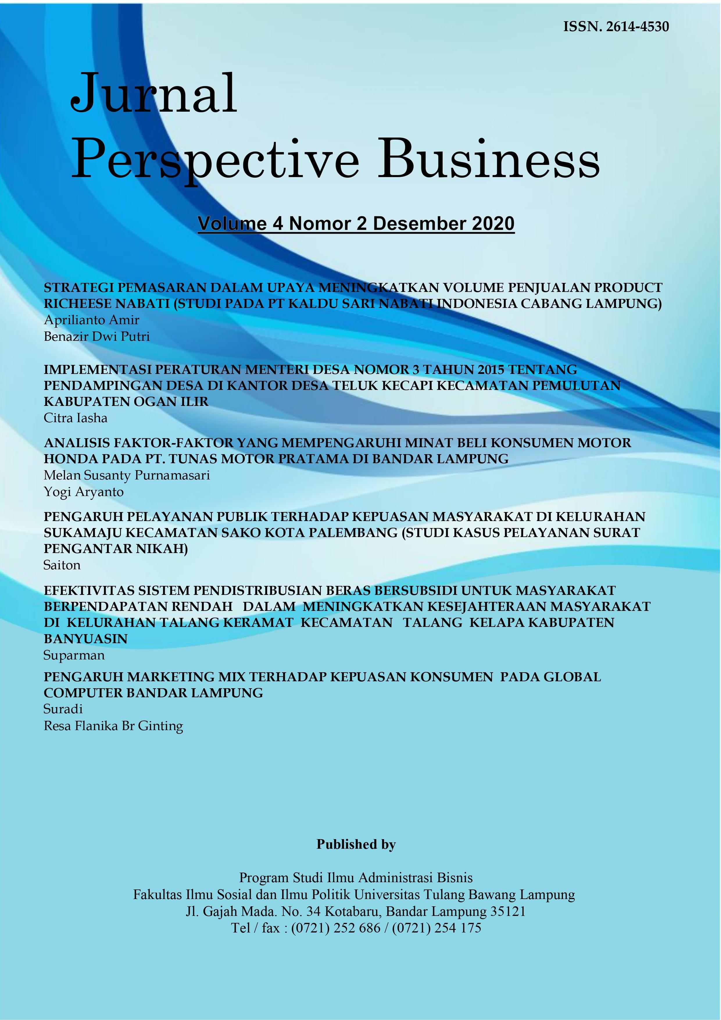 					View Vol. 4 No. 2 (2020): Jurnal Perspective Business
				